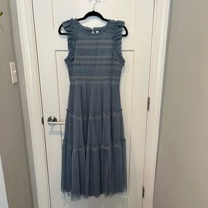 NWOT Anthropologie Blue Tulle Midi Dress - Medium